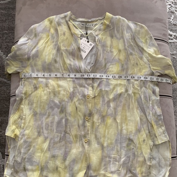 Zara NWT Printed Ramie Blouse - Picture 16 of 17